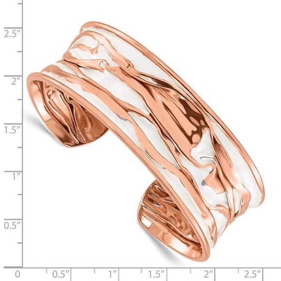 22mm Rose Gold Tone Plated Sterling Silver Concave Crinkle Cuff Brac. - Picture 3 of 4